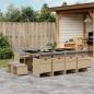 Preview: ARDEBO.de - 13-tlg. Garten-Essgruppe mit Kissen Beigemischung Poly Rattan