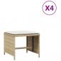 Preview: Gartenhocker mit Kissen 4 Stk. Beige 40x40x35 cm Poly Rattan