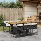 Preview: ARDEBO.de - 7-tlg. Garten-Essgruppe mit Kissen Schwarz Poly Rattan