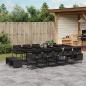 Preview: ARDEBO.de - 15-tlg. Garten-Essgruppe mit Kissen Schwarz Poly Rattan