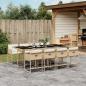 Preview: ARDEBO.de - 9-tlg. Garten-Essgruppe mit Kissen Beige Poly Rattan