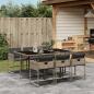 Preview: ARDEBO.de - 7-tlg. Garten-Essgruppe mit Kissen Grau Poly Rattan