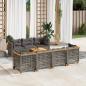 Preview: ARDEBO.de - 8-tlg. Garten-Sofagarnitur mit Kissen Grau Poly Rattan