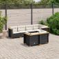 Preview: ARDEBO.de - 7-tlg. Garten-Sofagarnitur mit Kissen Schwarz Poly Rattan