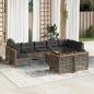 Preview: ARDEBO.de - 10-tlg. Garten-Sofagarnitur mit Kissen Grau Poly Rattan