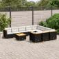 Preview: ARDEBO.de - 11-tlg. Garten-Sofagarnitur mit Kissen Schwarz Poly Rattan