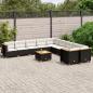 Preview: ARDEBO.de - 11-tlg. Garten-Sofagarnitur mit Kissen Schwarz Poly Rattan