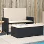 Preview: ARDEBO.de - Gartenbank mit Kissen und Hocker Schwarz Poly Rattan