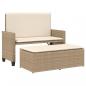 Preview: Gartenbank mit Kissen und Hocker Beige Poly Rattan