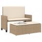 Preview: Gartenbank mit Kissen und Hocker Beige Poly Rattan