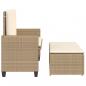 Preview: Gartenbank mit Kissen und Hocker Beige Poly Rattan