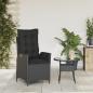 Preview: Gartensessel Verstellbar mit Kissen Schwarz Poly Rattan