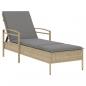 Preview: Sonnenliege mit Auflage Beige 63x200x81 cm Poly Rattan