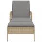 Preview: Sonnenliege mit Auflage Beige 63x200x81 cm Poly Rattan