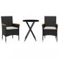 Preview: 3-tlg. Bistro-Set mit Kissen Schwarz Poly Rattan und Glas