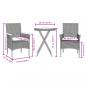 Preview: 3-tlg. Bistro-Set mit Kissen Schwarz Poly Rattan und Glas