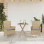 Preview: ARDEBO.de - 3-tlg. Bistro-Set mit Kissen Beige Poly Rattan und Glas