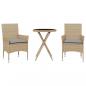 Preview: 3-tlg. Bistro-Set mit Kissen Beige Poly Rattan und Glas