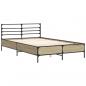 Preview: Bettgestell Sonoma-Eiche 120x190 cm Holzwerkstoff und Metall