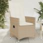 Preview: ARDEBO.de - Gartensessel mit Kissen Verstellbar Beige Poly Rattan