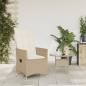 Preview: Gartensessel mit Kissen Verstellbar Beige Poly Rattan