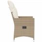 Preview: Gartensessel mit Kissen Verstellbar Beige Poly Rattan