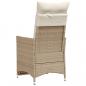 Preview: Gartensessel mit Kissen Verstellbar Beige Poly Rattan