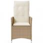 Preview: Gartensessel mit Kissen 2 Stk. Verstellbar Beige Poly Rattan