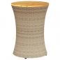 Preview: Garten-Beistelltisch Trommelform Beige Poly Rattan Massivholz