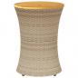 Preview: Garten-Beistelltisch Trommelform Beige Poly Rattan Massivholz