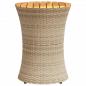 Preview: Garten-Beistelltisch Trommelform Beige Poly Rattan Massivholz