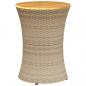 Preview: Garten-Beistelltisch Trommelform Beige Poly Rattan Massivholz