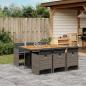 Preview: ARDEBO.de - 7-tlg. Garten-Essgruppe mit Kissen Grau Poly Rattan