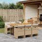 Preview: ARDEBO.de - 7-tlg. Garten-Essgruppe mit Kissen Beige Poly Rattan