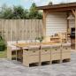 Preview: ARDEBO.de - 9-tlg. Garten-Essgruppe mit Kissen Beige Poly Rattan