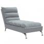 Preview: Chaiselongue mit Kissen Hellgrau Stoff