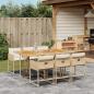 Preview: ARDEBO.de - 7-tlg. Garten-Essgruppe mit Kissen Beige Poly Rattan