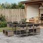 Preview: ARDEBO.de - 11-tlg. Garten-Essgruppe mit Kissen Grau Poly Rattan