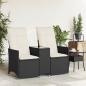 Preview: Gartensofa 2-Sitzer Verstellbar mit Tisch Schwarz Poly Rattan