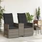 Preview: Gartensofa 2-Sitzer Verstellbar mit Tisch Grau Poly Rattan