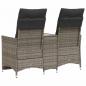 Preview: Gartensofa 2-Sitzer Verstellbar mit Tisch Grau Poly Rattan