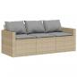 Preview: Gartensofa mit Kissen 3-Sitzer Beige Poly Rattan