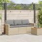 Preview: Gartensofa mit Kissen 3-Sitzer Beige Poly Rattan