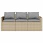 Preview: Gartensofa mit Kissen 3-Sitzer Beige Poly Rattan