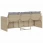 Preview: Gartensofa mit Kissen 3-Sitzer Beige Poly Rattan