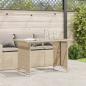 Preview: Gartentisch mit Glasplatte Beige 110x68x70 cm Poly Rattan