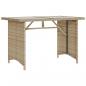 Preview: Gartentisch mit Glasplatte Beige 110x68x70 cm Poly Rattan