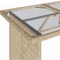 Preview: Gartentisch mit Glasplatte Beige 110x68x70 cm Poly Rattan