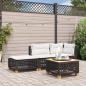 Preview: Gartenhocker mit Kissen Schwarz 63,5x56x32 cm Poly Rattan