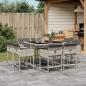 Preview: ARDEBO.de - 9-tlg. Garten-Essgruppe mit Kissen Hellgrau Poly Rattan